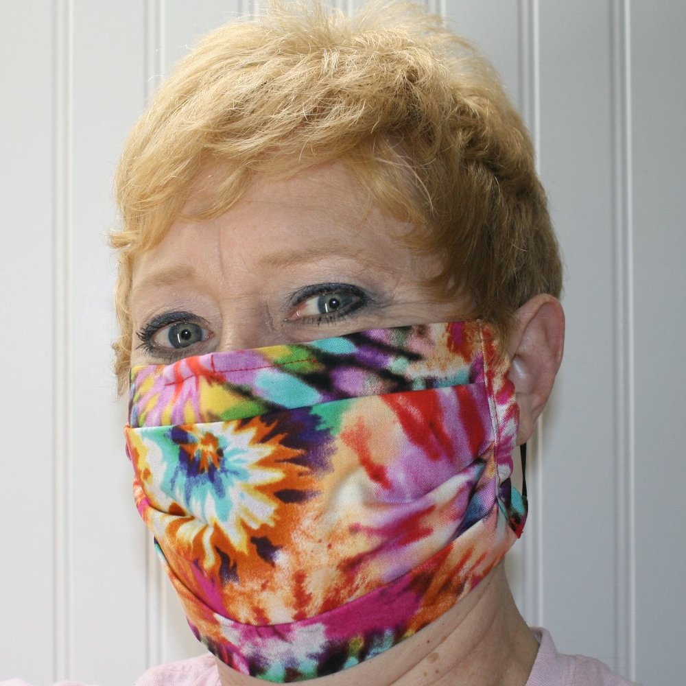 HAND CRAFTED Face Mask Starburst Boho Tie Dye Adult Cloth Fabric Print - Pocket